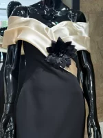 VESTIDO NEGRO Y BEIGE - Imagen 3