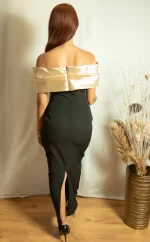 VESTIDO NEGRO Y BEIGE - Imagen 2